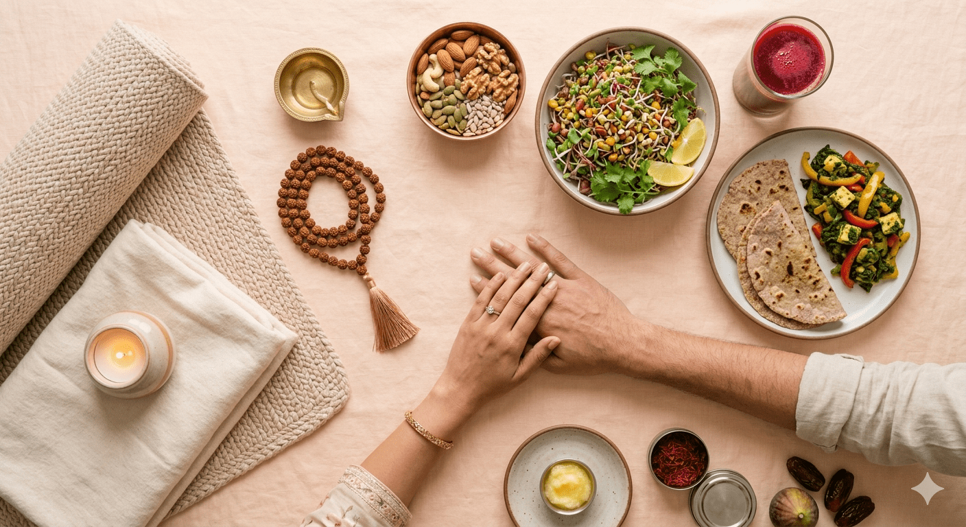 ATMA framework pregnancy showing nutrition, physical health, mental wellness and lifestyle for holistic pregnancy care